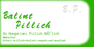 balint pillich business card